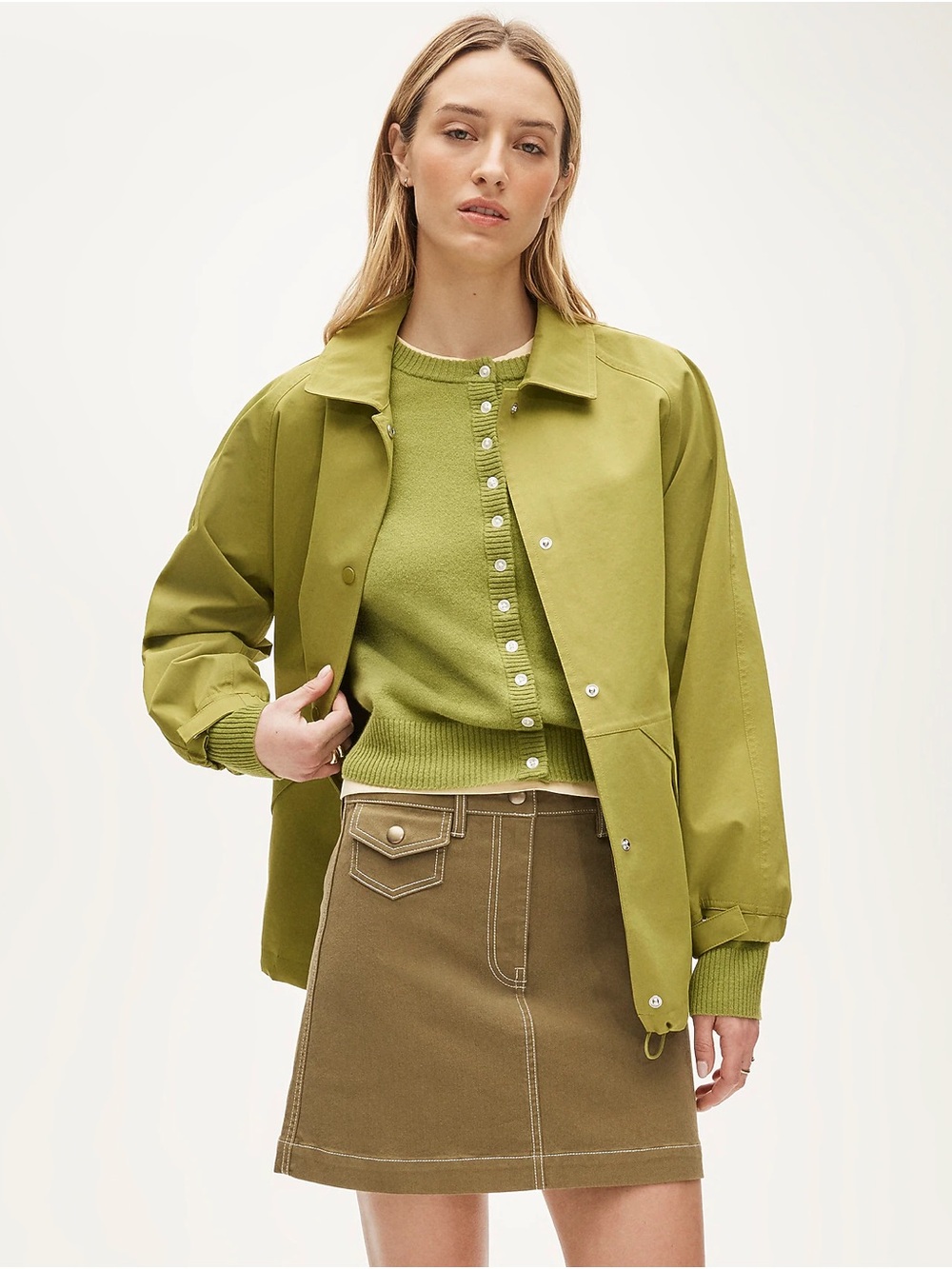 J. Crew Tuscan Olive Utility-pocket mini skirt